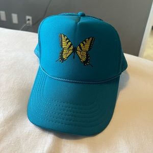 Urban outfitters blue butterfly trucker hat